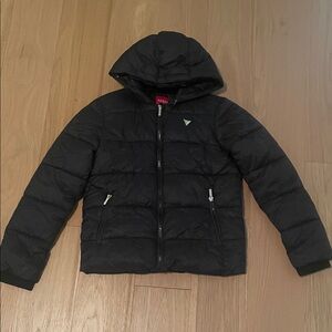Guess Kids Black Hooded Puffer Jacket